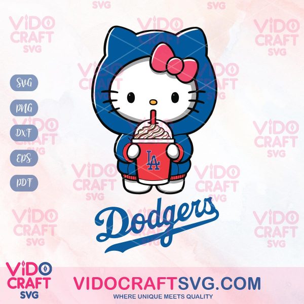 Los Angeles Dodgers And Cute Hello Kitty SVG